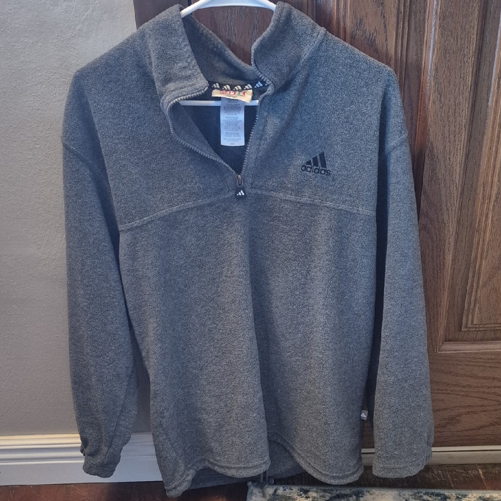 Adidas Charcoal Fleece Quarter-Zip Pullover